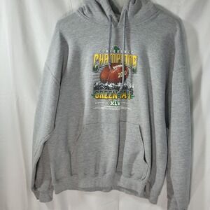 Green Bay‎ Packers 2010 NFC Champions Hoodie Mens Large Gray Super Bowl XLV